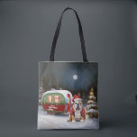 Tote Bag Winter Bulldog Caravan Christmas Adventure<br><div class="desc">Laissez-vous tenter par la magie d'une nuit d'hiver enneigée alors qu'une caravane glisse gracieusement à travers le paysage illuminé par la lune. La beauté sereine de la neige scintillante et l'éclat enchanteur de la lune créent une scène captivante, promettant une aventure de Noël inoubliable remplie de chaleur, de joie et...</div>