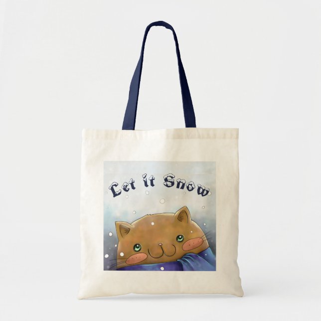 Tote Bag Winter Cat Let it Snow Art (Devant)