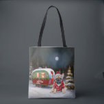 Tote Bag Winter French Bulldog Caravan Christmas Adventure<br><div class="desc">Laissez-vous tenter par la magie d'une nuit d'hiver enneigée alors qu'une caravane glisse gracieusement à travers le paysage illuminé par la lune. La beauté sereine de la neige scintillante et l'éclat enchanteur de la lune créent une scène captivante, promettant une aventure de Noël inoubliable remplie de chaleur, de joie et...</div>