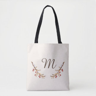 Tote Bag Winter Pinecone & Berry  Monogram