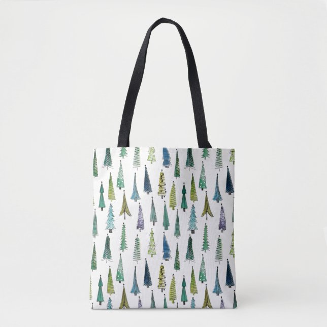 Tote Bag Winterholiday Evergreen Trees (Devant)