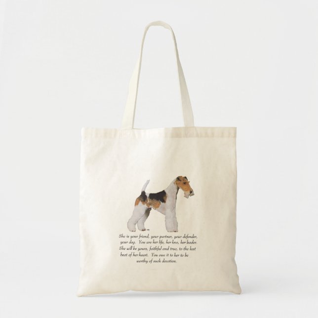 Tote Bag Wire Fox Terrier Souvenir FEMELLE (Devant)