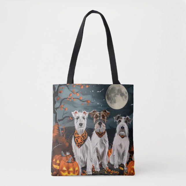 Tote Bag Wirefox Terrier Halloween Éffrayant (Devant)