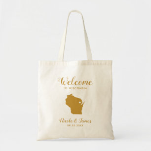 Tote Bag Wisconsin Carte Mariage Welcome Bag, Or