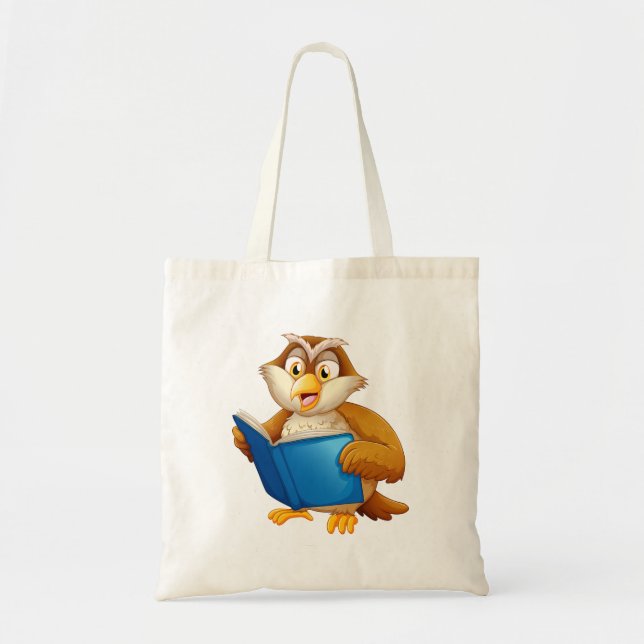 Tote Bag Wise Owl Reading Book (Devant)
