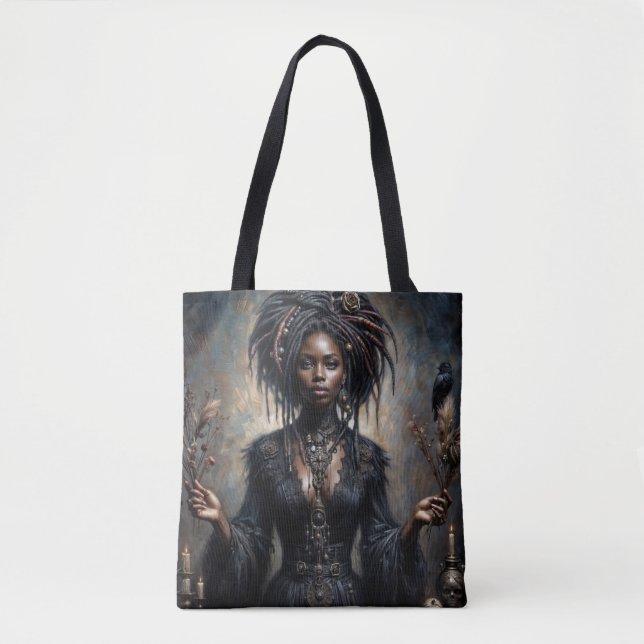 Tote Bag Witchy Black Woman Art gothique (Devant)