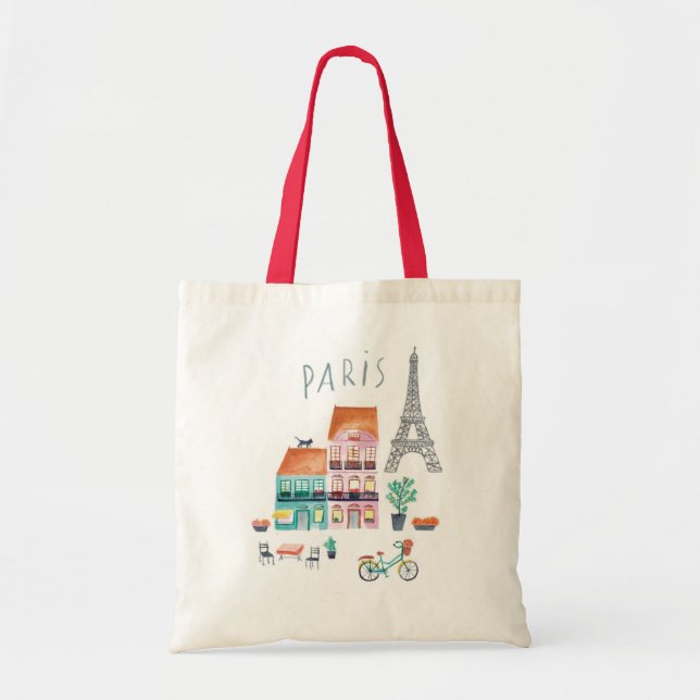 Tote bag with a print of the city of Paris. (Devant)