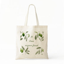 Tote bag with olives and I love vegan food design