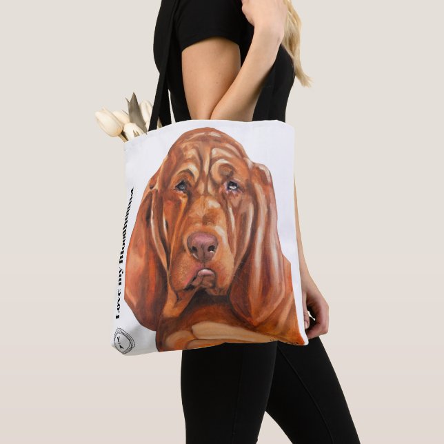 tote bag with the bloodhound from the oil painting (De près)