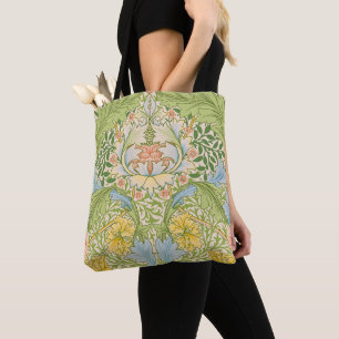 Tote Bag Wm Morris Myrtle Floral Art Nouveau Pastel