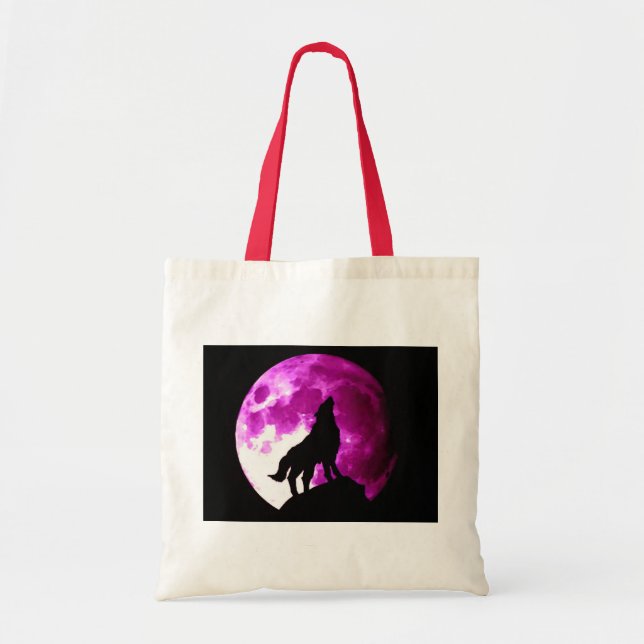 Tote Bag Wolf Howling à Moon (Devant)