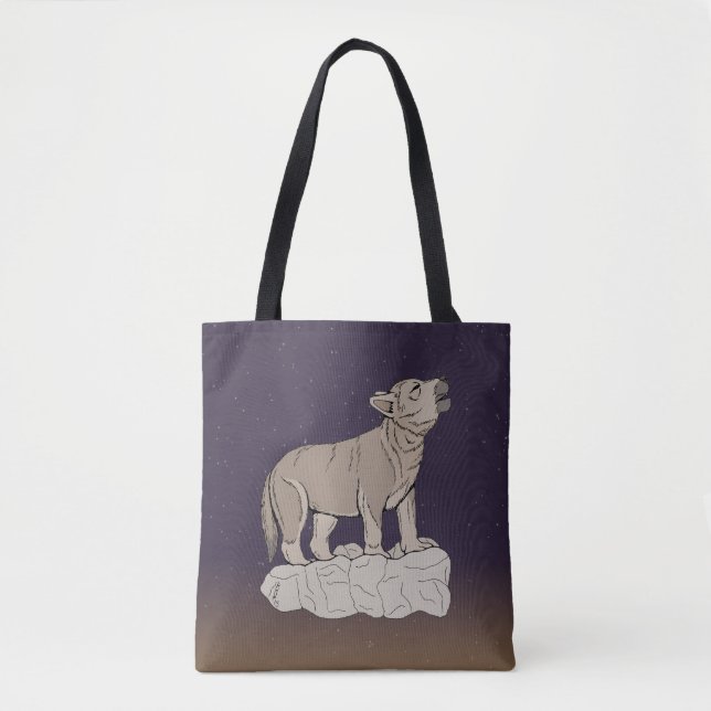 Tote Bag Wolf Pup Howling (Devant)