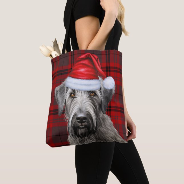 Tote Bag Wolfhound Christmas Dog Red Seasonal Plaid (De près)