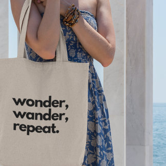 Tote Bag Wonder Wander Repeat Adventure Explorer Voyage