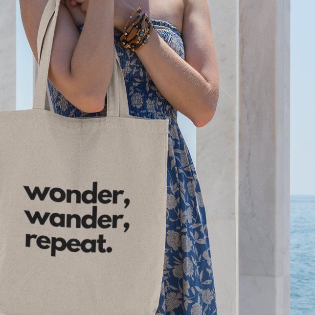 Tote Bag Wonder Wander Repeat Adventure Explorer Voyage (Shop now and travel in style with a touch of wanderlust!)