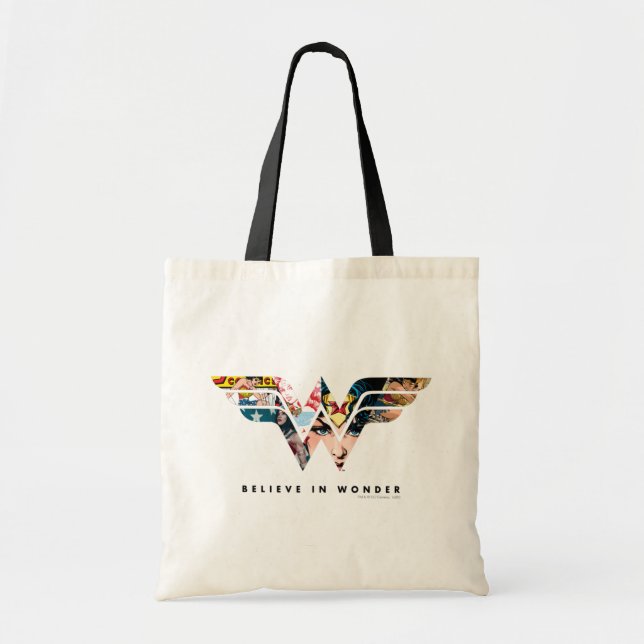 Tote Bag Wonder Woman "Believe In Wonder" Logo Collage (Devant)