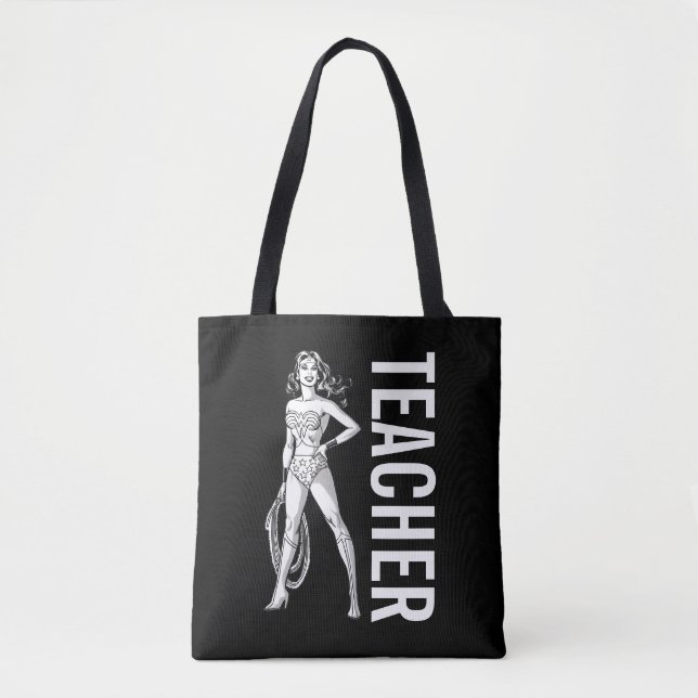 Tote Bag Wonder Woman Pose noir & blanc (Devant)