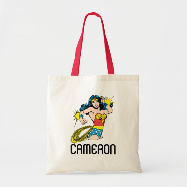 Tote Bag Wonder Woman Twist avec des menottes brillantes (Devant)