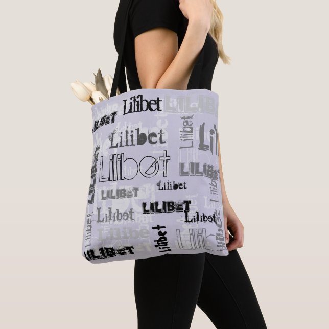 Tote Bag Wordcloud moderne Garçons Filles NOM Personnalisé (De près)