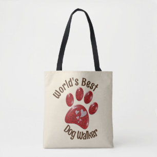 Tote Bag World Best Dog Walker Empreinte de patte Canine An