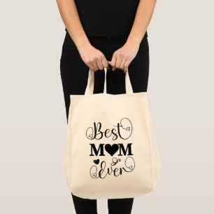 Tote Bag Worlds Best Mom Élégant noir et blanc Script