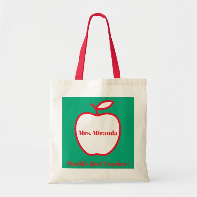 Tote Bag World's Best Teacher (green) (Devant)