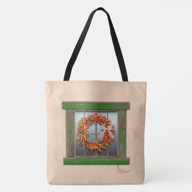 Tote Bag Wreath sud-ouest du Chili sur la fenêtre en bois v (Devant)