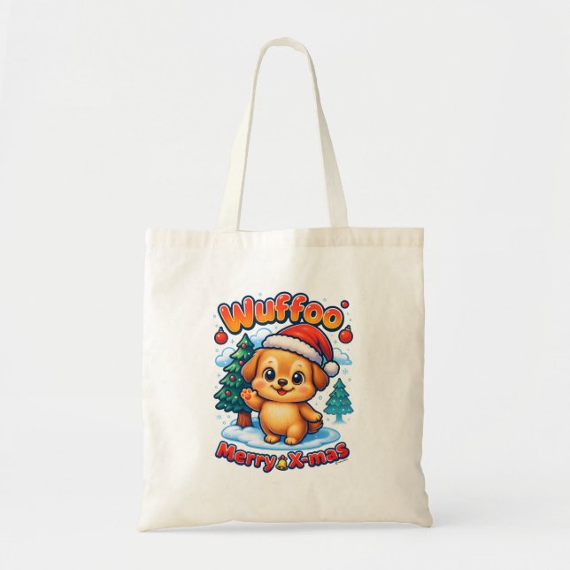 Tote Bag Wuffoo Roony Merry X-mas Kawaii 3D Holiday (Devant)