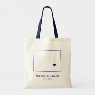 Tote Bag Wyoming Mariage Welcome Bag Map Fourre-tout, Navy 