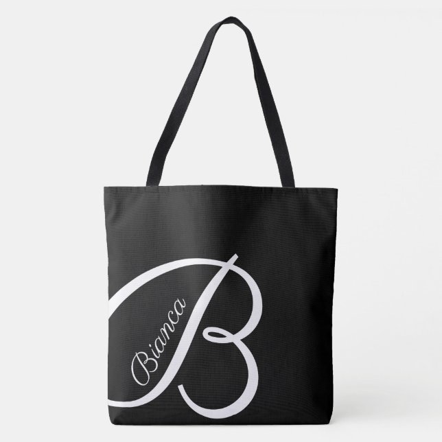 Tote Bag XL BAG - MONOGRAM + NOM - fourre-tout moderne noir (Devant)