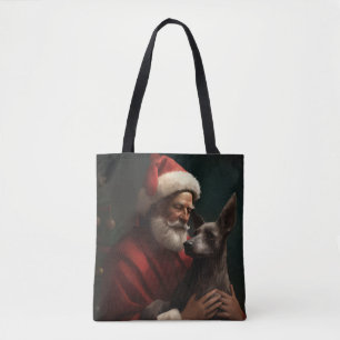 Tote Bag Xoloitzcuintli avec le Père Noël Festif de Noël