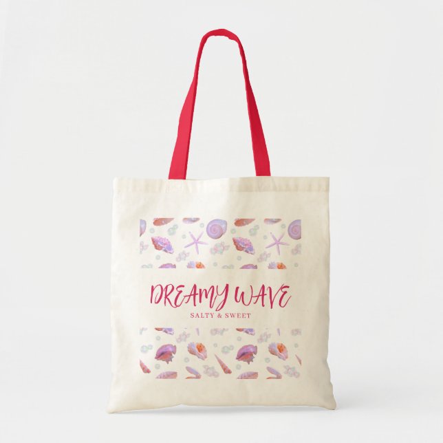 Tote Bag Y2K Mermaid Core Pink Seashell Custom Pattern (Devant)