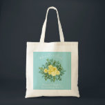 Tote Bag Yellow & Aqua Vintage Spring Floral Wedding<br><div class="desc">Beautiful vintage yellow roses floral with aqua background is great for your wedding invitations and decor! An elegant spring floral that is perfect for a garden wedding or summer event!</div>