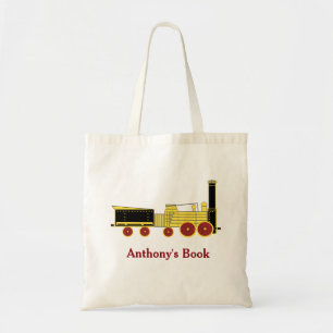 Tote Bag Yellow Black train enfants bibliothèque