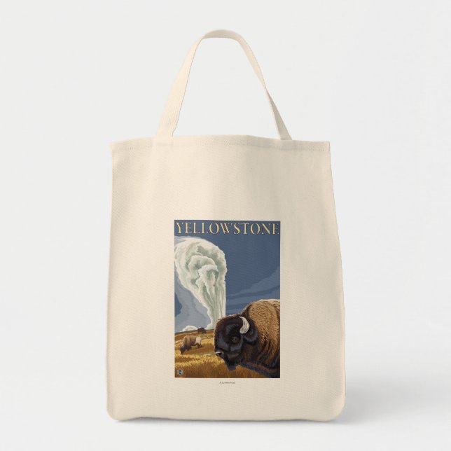 Tote Bag YellowstoneBison avec la vieille foi (Devant)