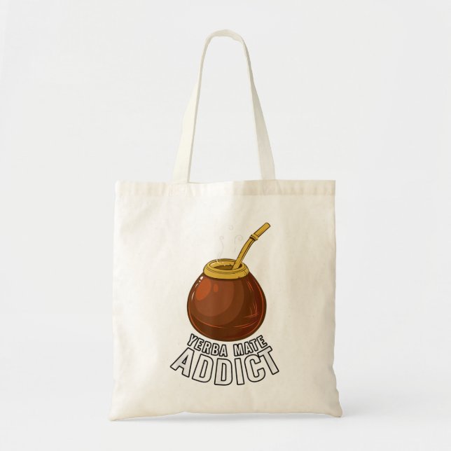 Tote Bag Yerba Mate Addict, Gourd et Bombilla (Devant)