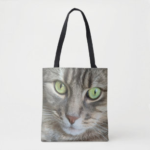 Tote Bag Yeux d'émeraude – Portrait d'un chat aux yeux vert