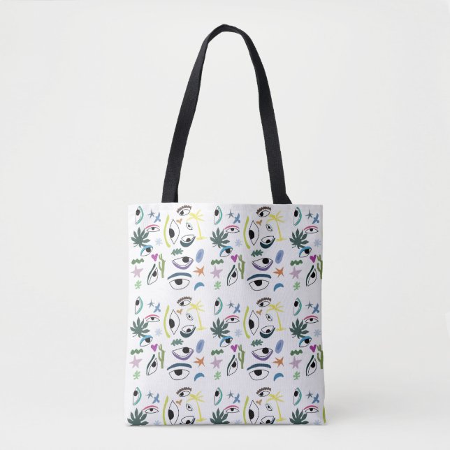 Tote Bag Yeux design Motif moderne Abstrait (Devant)