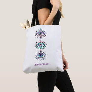 Tote Bag Yeux spirituels mystiques sur Fourre-tout blanc