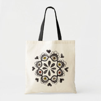 Tote Bag Yeux Trippy avec Coeurs Art Surreal - Dessin d'enc
