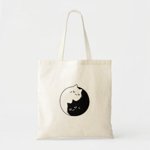 Tote Bag yin noir et blanc et le chat yang design d'amour