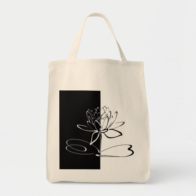 Tote Bag Yin Yang Black Lotus Blossom (Devant)