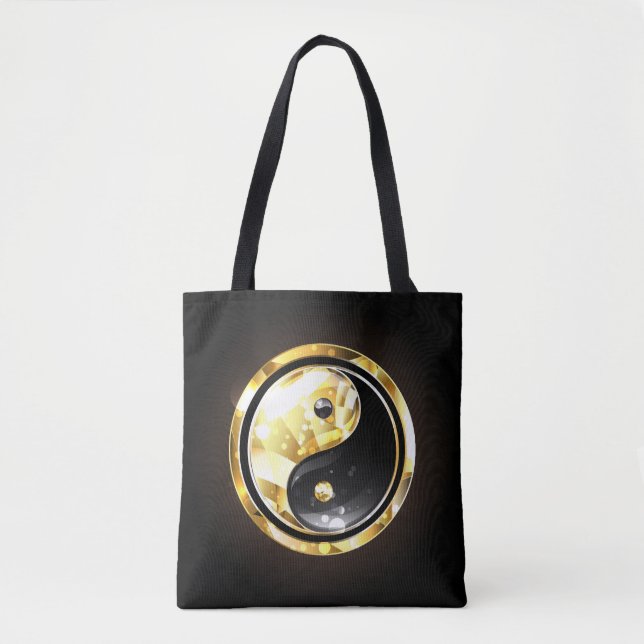 Tote Bag Yin Yang or sur noir (Devant)