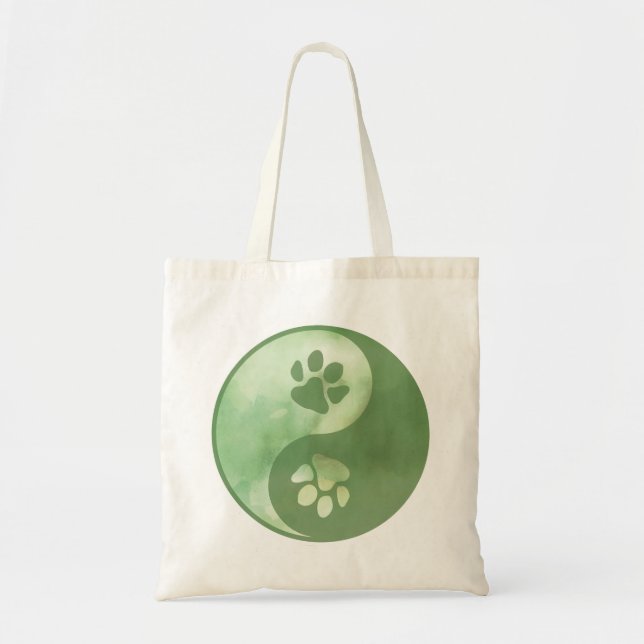 Tote Bag Yin Yang Paw Green (Devant)
