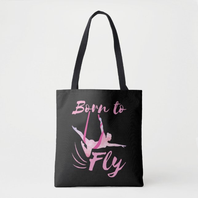 Tote Bag Yoga aérien né à voler (Devant)