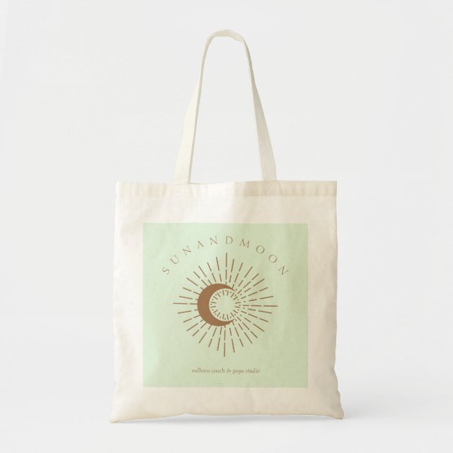 Tote Bag Yoga Brun Vert Céleste Soleil Lune (Devant)