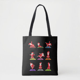 Tote Bag Yoga de Noël, Père Noël Pratiquer Yoga Xmas, Medit
