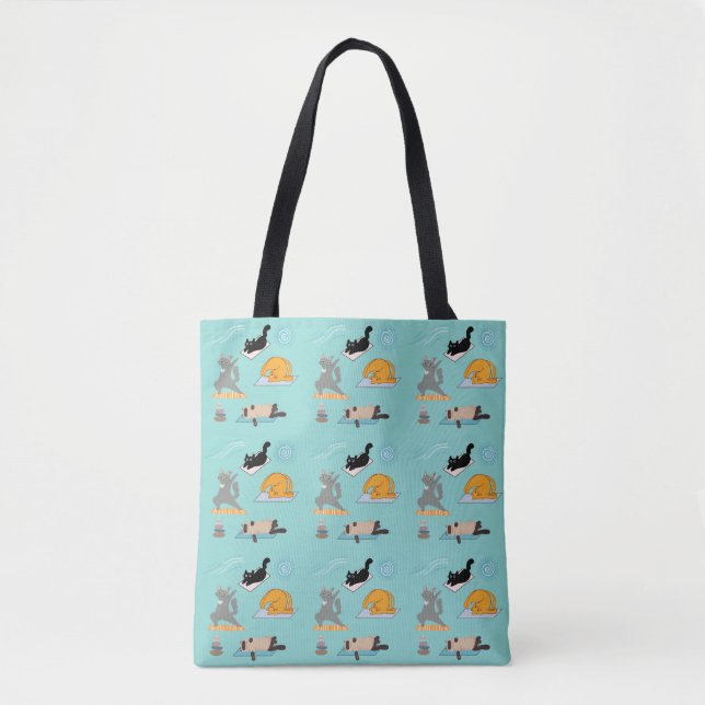 Tote Bag Yoga drôle avec des chats (Devant)