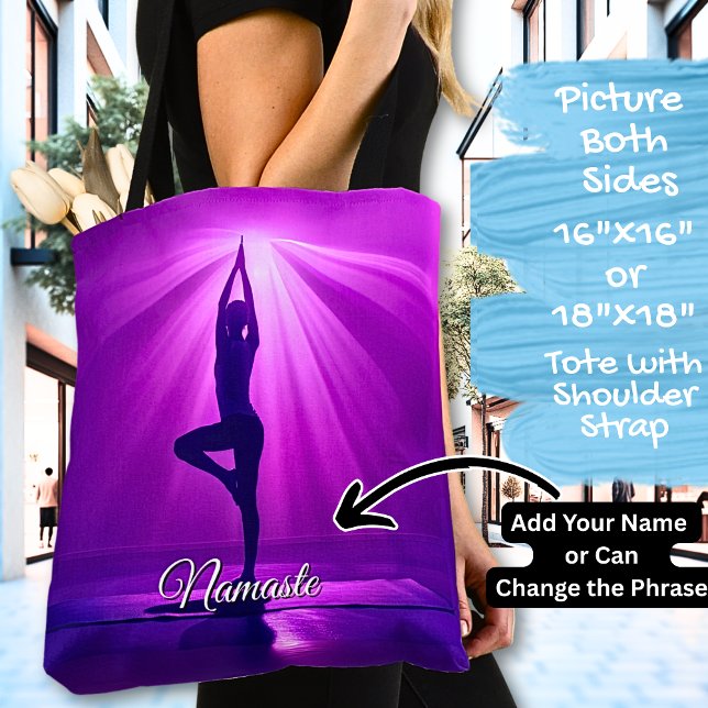 Tote Bag Yoga en Pink Purple Light - Ajouter un nom ou votr (Créateur téléchargé)