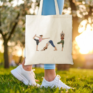 Tote Bag Yoga Femmes Poses Exercice Étendu Femmes
